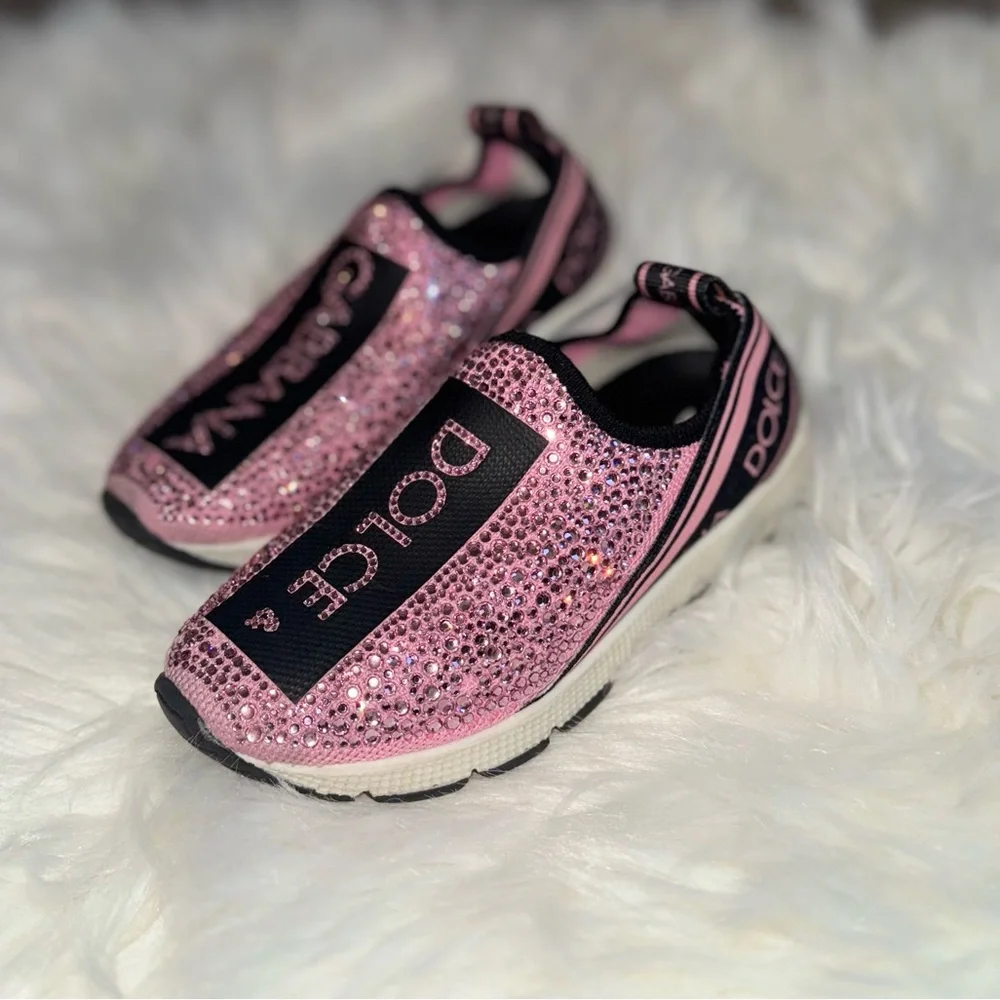 Dolce & Gabbana Kids Pink rhinestone sneakers
